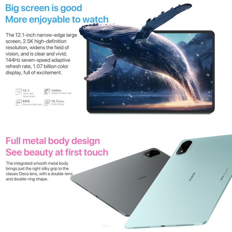 Honor Pad 9 Pro 12.1 inch WiFi, 8GB+256GB, MagicOS 8.0 Dimensity 8100 Octa Core, Not Support Google Play(Grey)