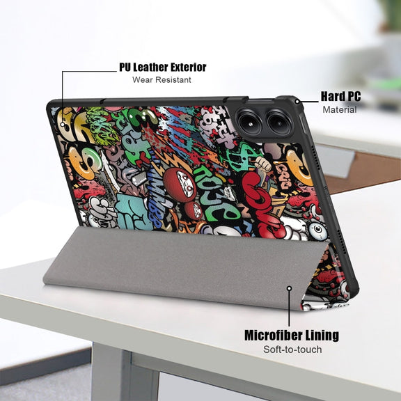 For Xiaomi Redmi Pad Pro 12.1 Custer Painted 3-Fold Stand Leather Smart Tablet Case(Graffiti)