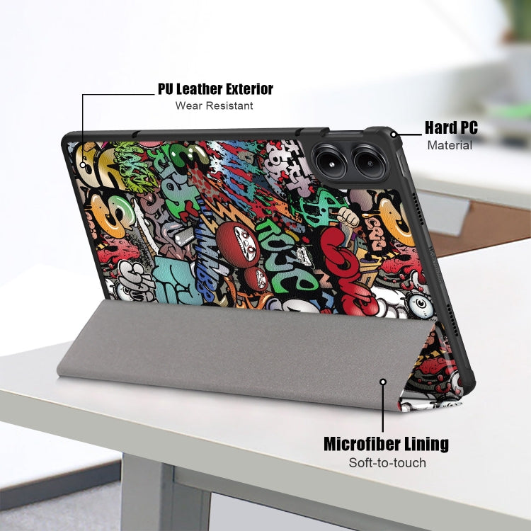 For Xiaomi Redmi Pad Pro 12.1 Custer Painted 3-Fold Stand Leather Smart Tablet Case(Graffiti)