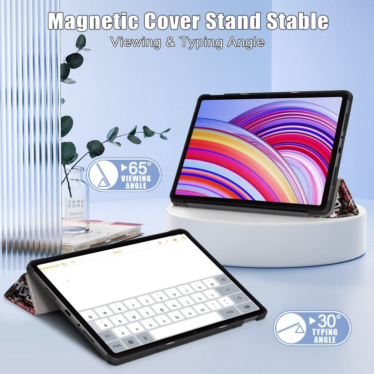 For Xiaomi Redmi Pad Pro 12.1 Custer Painted 3-Fold Stand Leather Smart Tablet Case(Graffiti)