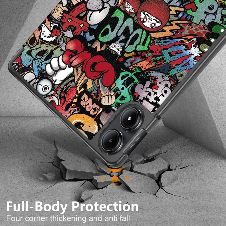 For Xiaomi Redmi Pad Pro 12.1 Custer Painted 3-Fold Stand Leather Smart Tablet Case(Graffiti)