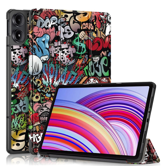 For Xiaomi Redmi Pad Pro 12.1 Custer Painted 3-Fold Stand Leather Smart Tablet Case(Graffiti)