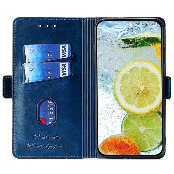 For Motorola Edge 5G 2024 Contrast Color Side Buckle Leather Phone Case(Blue + Grey)