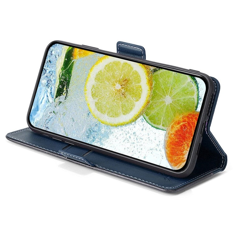 For Motorola Edge 5G 2024 Contrast Color Side Buckle Leather Phone Case(Blue + Grey)