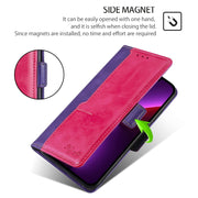 For Motorola Edge 5G 2024 Contrast Color Side Buckle Leather Phone Case(Purple + Rose Red)