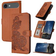 For iPhone 17 Air Datura Flower Embossed Flip Leather Phone Case(Brown)