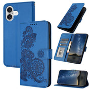 For iPhone 17 Datura Flower Embossed Flip Leather Phone Case(Blue)