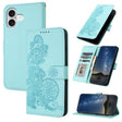 For iPhone 17 Datura Flower Embossed Flip Leather Phone Case(Light Blue) - free shipping - PMc TechLife - Order now!