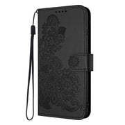 For iPhone 17 Datura Flower Embossed Flip Leather Phone Case(Black)