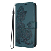 For iPhone 17 Datura Flower Embossed Flip Leather Phone Case(Dark Green)
