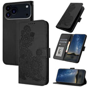 For iPhone 17 Pro Datura Flower Embossed Flip Leather Phone Case(Black)