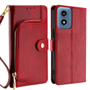 For Motorola Moto G Play 4G 2024 Zipper Bag Leather Phone Case(Red)