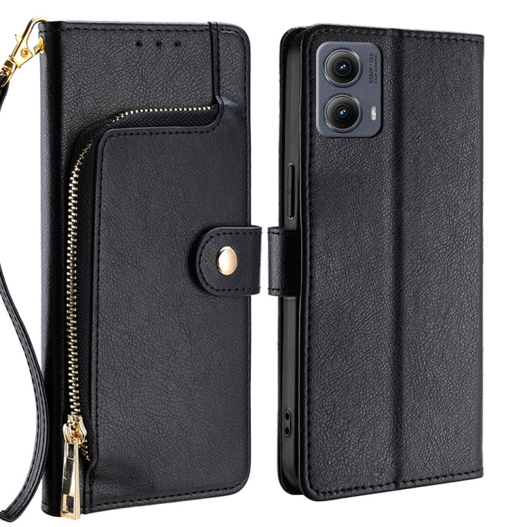 For Motorola Edge 5G 2024 Zipper Bag Leather Phone Case(Black)