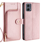 For Motorola Edge 5G 2024 Zipper Bag Leather Phone Case(Rose Gold)