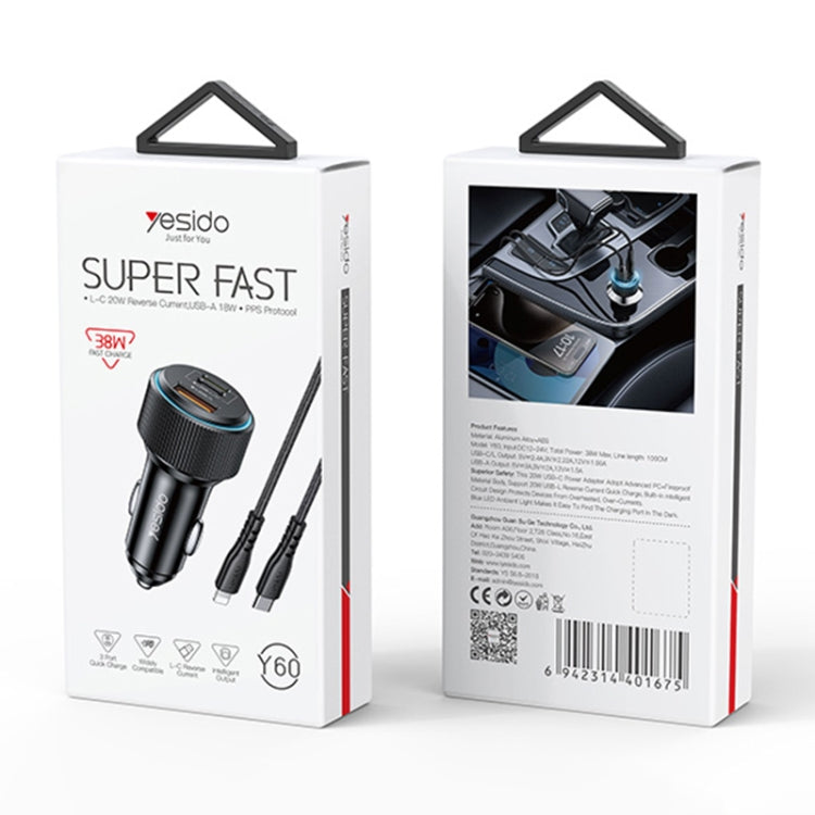 Yesido Y60 38W Car Fast Charging Charger(Black)