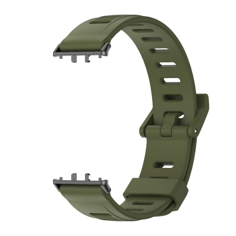 For Samsung Galaxy Fit 3 Mijobs Flat Hole Silicone Watch Band(Army Green+Black)