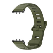 For Samsung Galaxy Fit 3 Mijobs Flat Hole Silicone Watch Band(Army Green+Black)