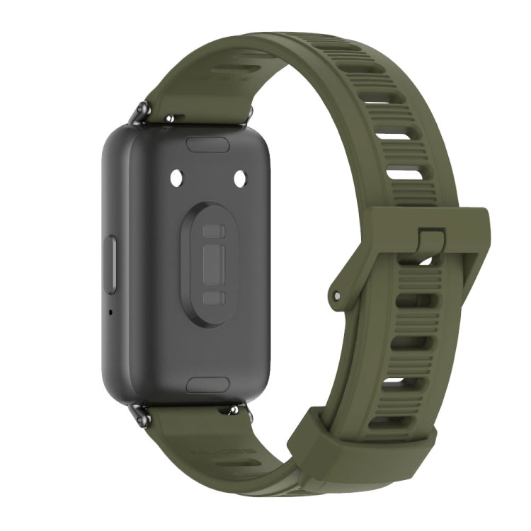 For Samsung Galaxy Fit 3 Mijobs Flat Hole Silicone Watch Band(Army Green+Black)