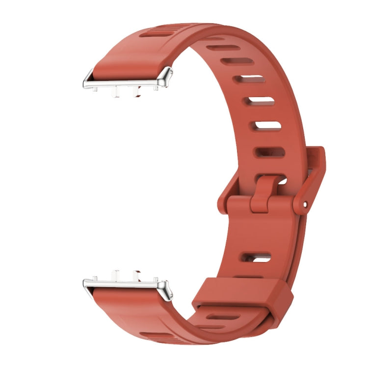 For Samsung Galaxy Fit 3 Mijobs Flat Hole Silicone Watch Band(Orange+Silver)