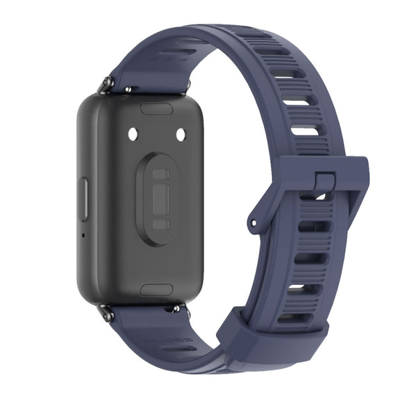 For Samsung Galaxy Fit 3 Mijobs Flat Hole Silicone Watch Band(Midnight Blue+Black)