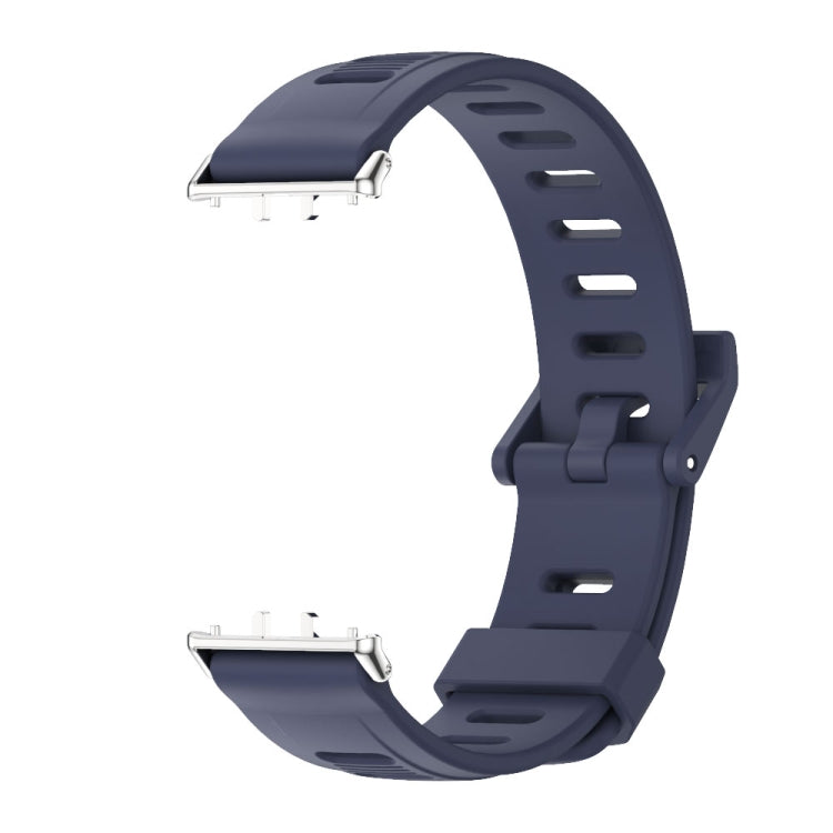 For Samsung Galaxy Fit 3 Mijobs Flat Hole Silicone Watch Band(Midnight Blue+Silver)