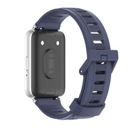 For Samsung Galaxy Fit 3 Mijobs Flat Hole Silicone Watch Band(Midnight Blue+Silver)