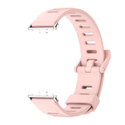 For Samsung Galaxy Fit 3 Mijobs Flat Hole Silicone Watch Band(Pink+Silver)
