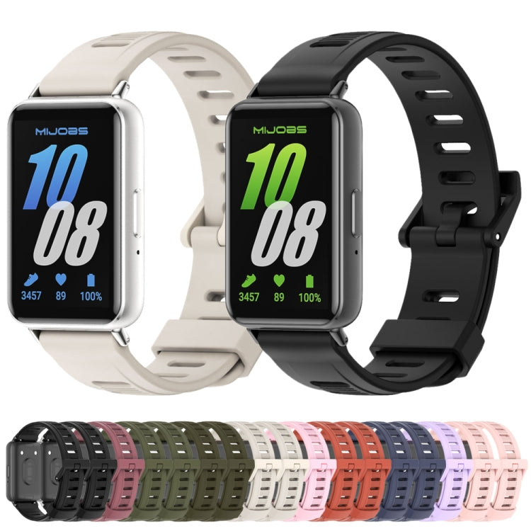 For Samsung Galaxy Fit 3 Mijobs Flat Hole Silicone Watch Band(Orange+Silver)