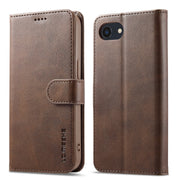 LC.IMEEKE Calf Texture Horizontal Flip Leather Case For iPhone 16e(Brown)