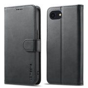 LC.IMEEKE Calf Texture Horizontal Flip Leather Case For iPhone 16e(Black)