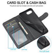 LC.IMEEKE Calf Texture Horizontal Flip Leather Case For iPhone 16e(Black)
