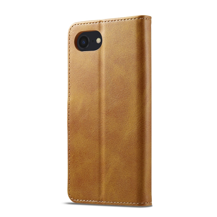 LC.IMEEKE Calf Texture Horizontal Flip Leather Case For iPhone 16e(Yellow)