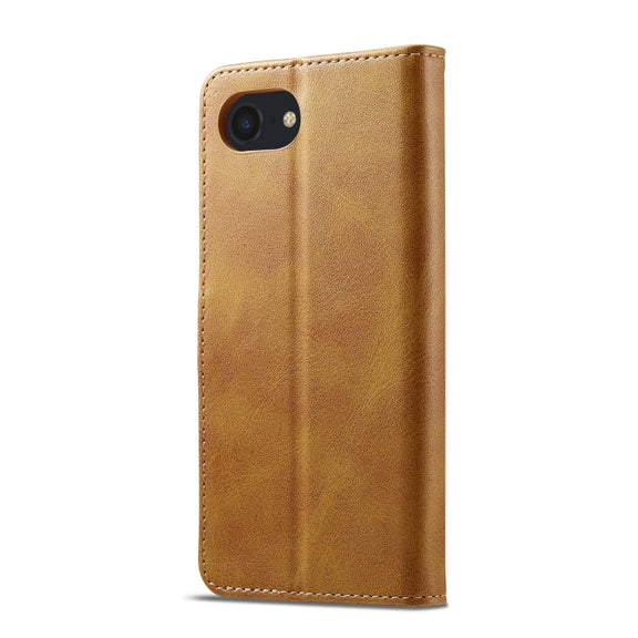 LC.IMEEKE Calf Texture Horizontal Flip Leather Case For iPhone 16e(Yellow)