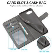 LC.IMEEKE Calf Texture Horizontal Flip Leather Case For iPhone 16e(Grey)