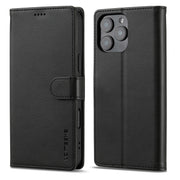 LC.IMEEKE Calf Texture Horizontal Flip Leather Case For iPhone 16 Pro Max(Black)