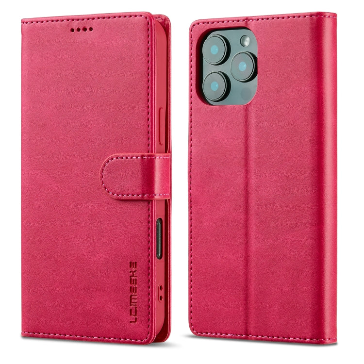 LC.IMEEKE Calf Texture Horizontal Flip Leather Case For iPhone 16 Pro Max(Red)