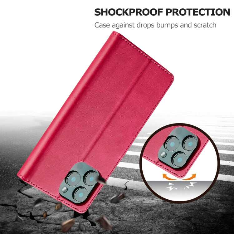 LC.IMEEKE Calf Texture Horizontal Flip Leather Case For iPhone 16 Pro Max(Red)