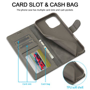 LC.IMEEKE Calf Texture Horizontal Flip Leather Case For iPhone 16 Pro Max(Grey)