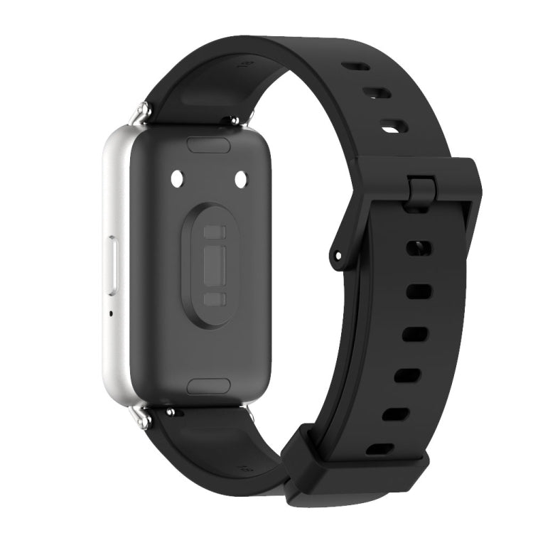 For Samsung Galaxy Fit 3 Mijobs Silicone Watch Band(Black+Silver)