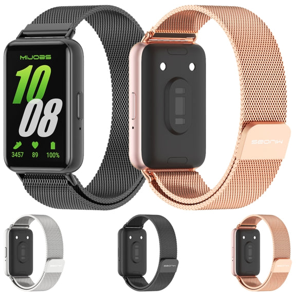 For Samsung Galaxy Fit 3 Mijobs Milan Magnetic Metal Watch Band(Black)