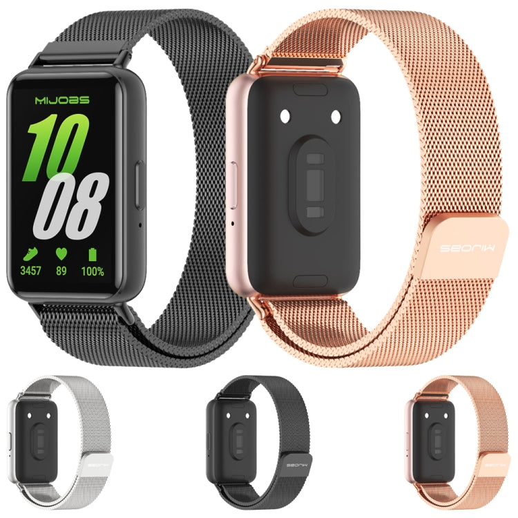 For Samsung Galaxy Fit 3 Mijobs Milan Magnetic Metal Watch Band(Silver)