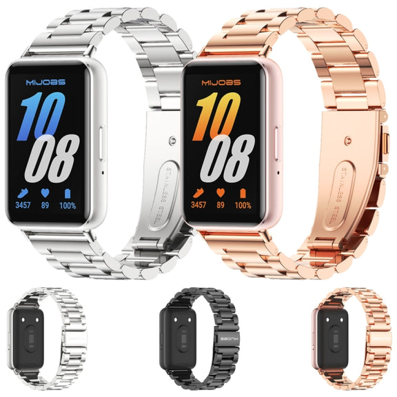 For Samsung Galaxy Fit 3 Mijobs Three-Beads Metal Watch Band(Black)