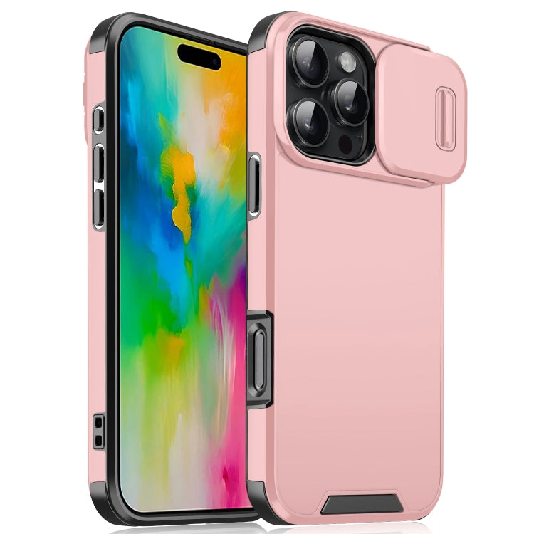 For iPhone 16 Pro Max Sliding Camshield TPU + PC Phone Case(Pink)