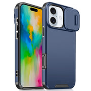 For iPhone 16 Plus Sliding Camshield TPU + PC Phone Case(Blue)