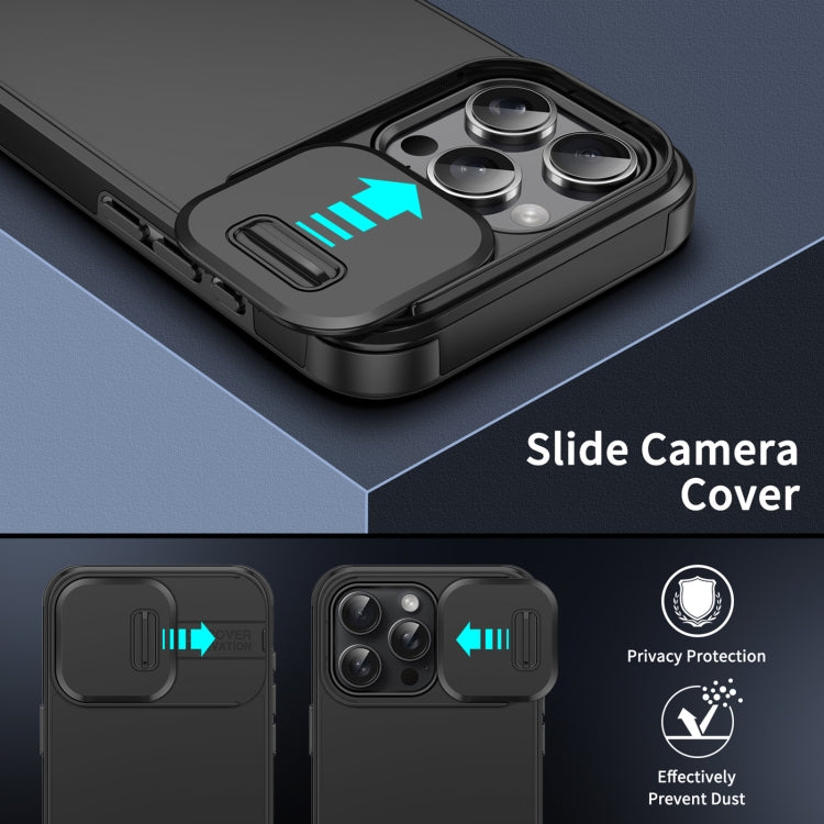 For iPhone 16 Sliding Camshield TPU + PC Phone Case(Black)