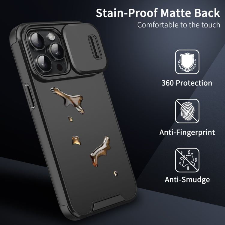 For iPhone 16 Sliding Camshield TPU + PC Phone Case(Black)