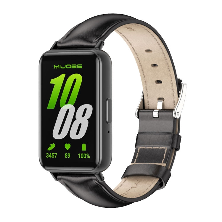 For Samsung Galaxy Fit 3 Mijobs Dual-sided Genuine Leather Watch Band(Black)