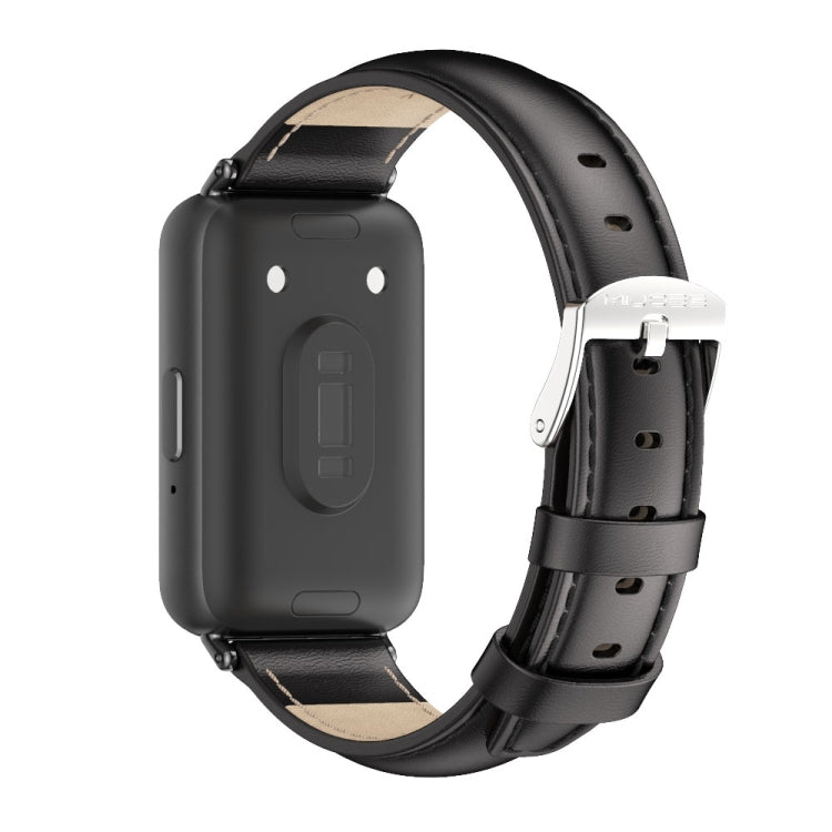 For Samsung Galaxy Fit 3 Mijobs Dual-sided Genuine Leather Watch Band(Black)