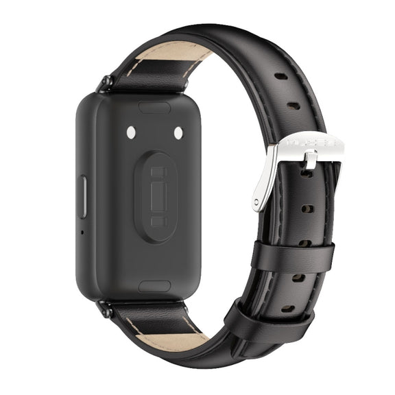 For Samsung Galaxy Fit 3 Mijobs Dual-sided Genuine Leather Watch Band(Black)