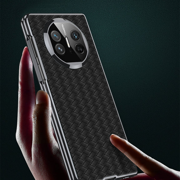 For Huawei Mate X5 GKK Leather Ultra-thin Electroplating Woven Texture Shockproof Phone Case(White)